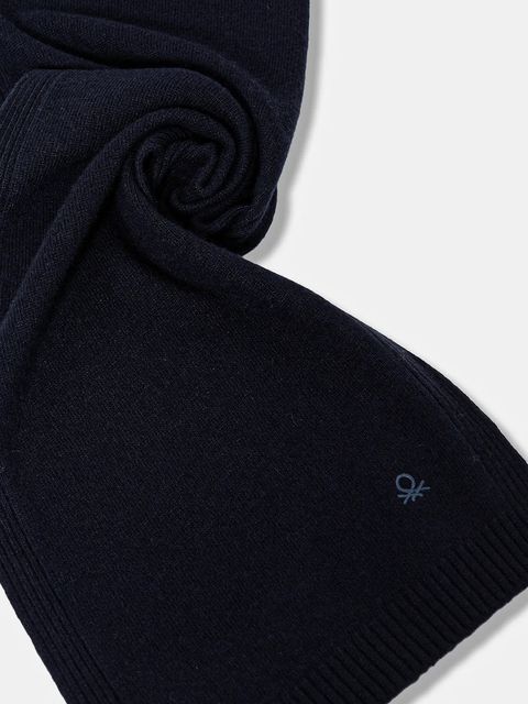 United Colors of Benetton szalik z dodatkiem wełny damski kolor granatowy gładki 122HDU01O - zdjęcie produktu nr 2