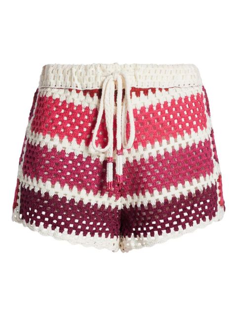 FARM Rio striped-pattern crochet shorts - White - zdjęcie produktu nr 1