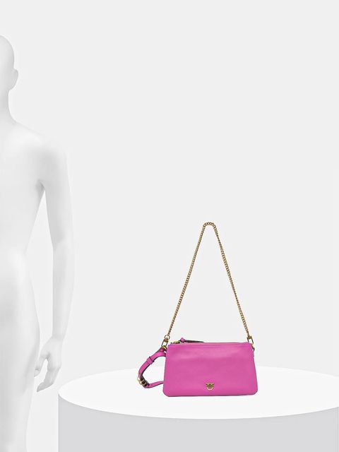 Pinko torebka skórzana kolor różowy 105359 A0QO