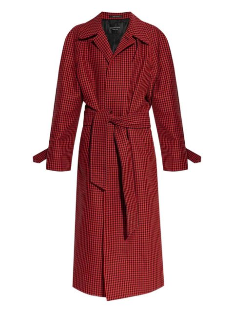Balenciaga houndstooth-pattern belted coat - Red - zdjęcie produktu nr 1