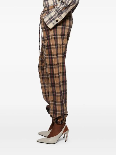 The Attico Plaid Drawstring Long Pant - Brown