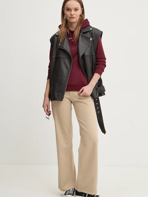 Tommy Jeans bluza damska kolor bordowy z kapturem DW0DW17324