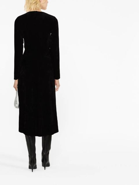 ISABEL MARANT long-sleeved V-neck midi dress - Black