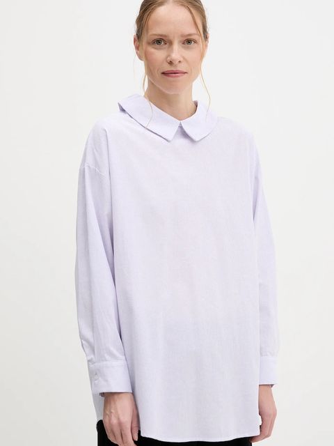 Answear.LAB koszula lniana damska kolor fioletowy relaxed z kołnierzykiem klasycznym - zdjęcie produktu nr 1