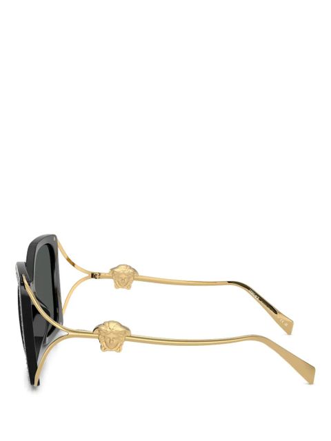 Versace Eyewear crystal-embellished square-frame sunglasses - Black