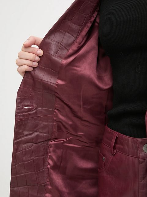 Gestuz marynarka skórzana kolor bordowy jednorzędowa gładka 10909797