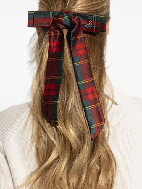 Vivienne Westwood tartan orb-detail hair accessory - Red