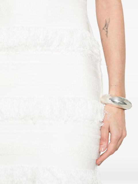 Simkhai fringed striped mini dress - White