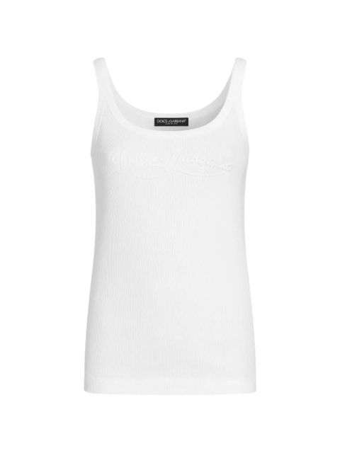 Dolce & Gabbana ribbed tank top with embroidery - White - zdjęcie produktu nr 1