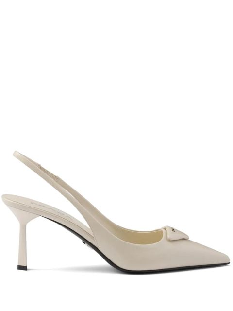 Prada 75mm leather slingback pumps - Neutrals - zdjęcie produktu nr 1