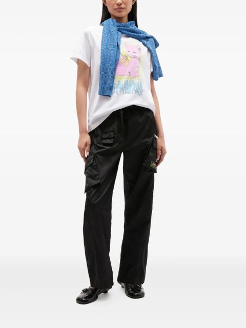 GANNI Kitty cat-bow T-shirt - White