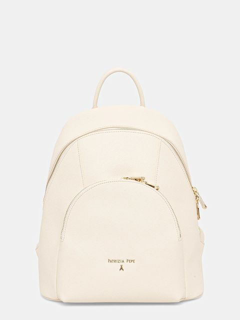 Patrizia Pepe plecak skórzany damski kolor beżowy mały gładki 8B0325 L001 - zdjęcie produktu nr 1