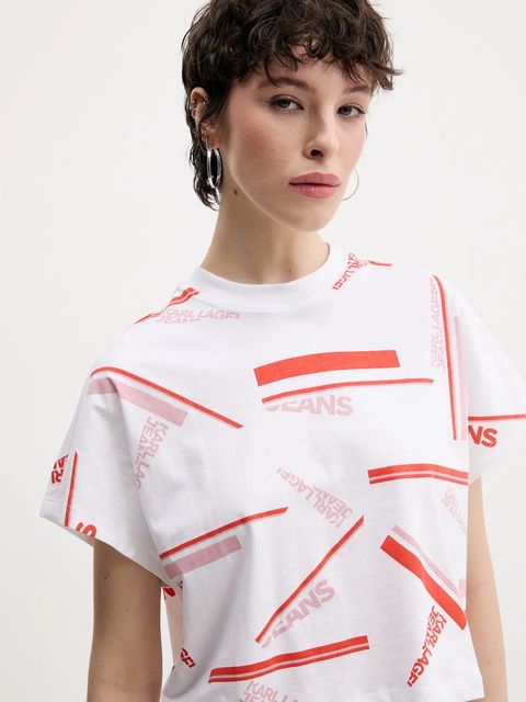 Karl Lagerfeld Jeans t-shirt bawełniany damski kolor biały A2W17034