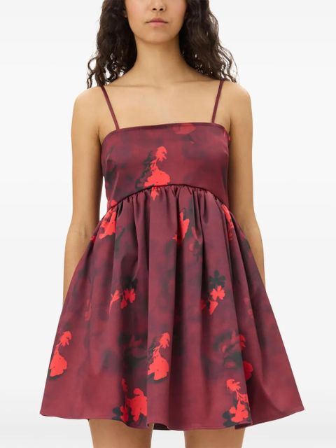 GANNI printed satin mini dress - Red