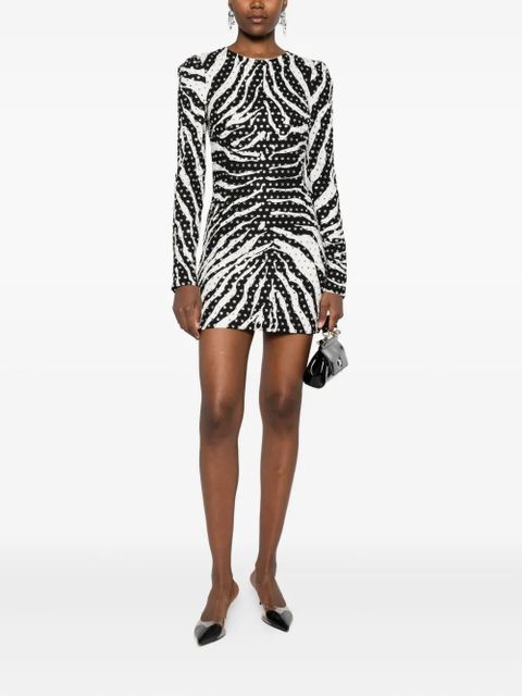 Dolce & Gabbana zebra-print crystal-embellished mini dress - White