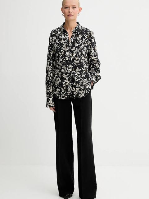 Marc O'Polo koszula damska kolor czarny regular z kołnierzykiem klasycznym 509098842295