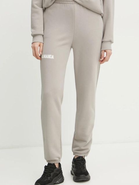 La Mania spodnie dresowe damskie kolor beżowy z nadrukiem SOUL - zdjęcie produktu nr 1