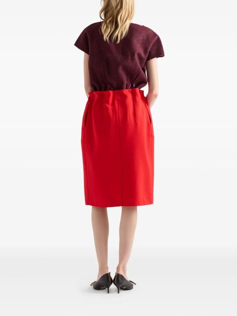 Prada bow-detail pleated midi straight skirt - Red