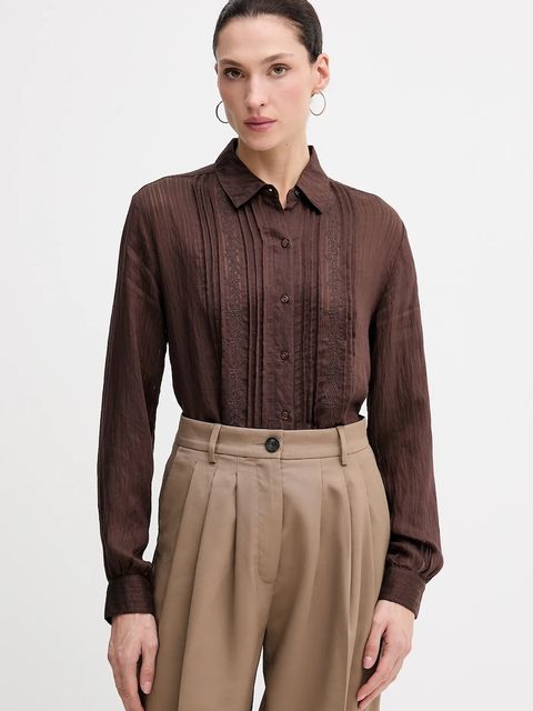 Hoss Intropia koszula damska kolor brązowy regular z kołnierzykiem klasycznym 6282697 - zdjęcie produktu nr 1