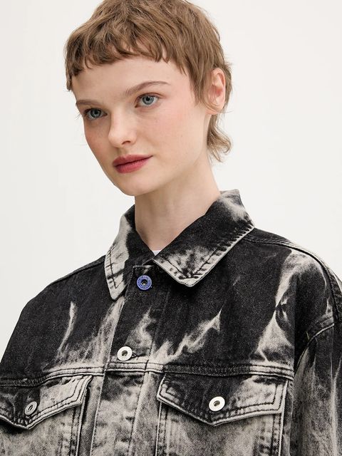 Karl Lagerfeld Jeans kurtka jeansowa kolor szary przejściowa B1W14029