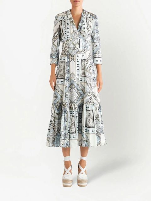 ETRO paisley-print patchwork flared dress - Blue