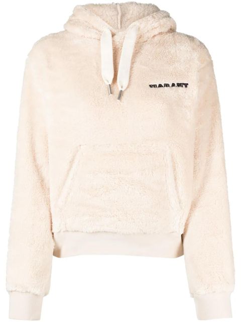 MARANT ÉTOILE Maeva logo-embroidered fleece hoodie - Neutrals - zdjęcie produktu nr 1