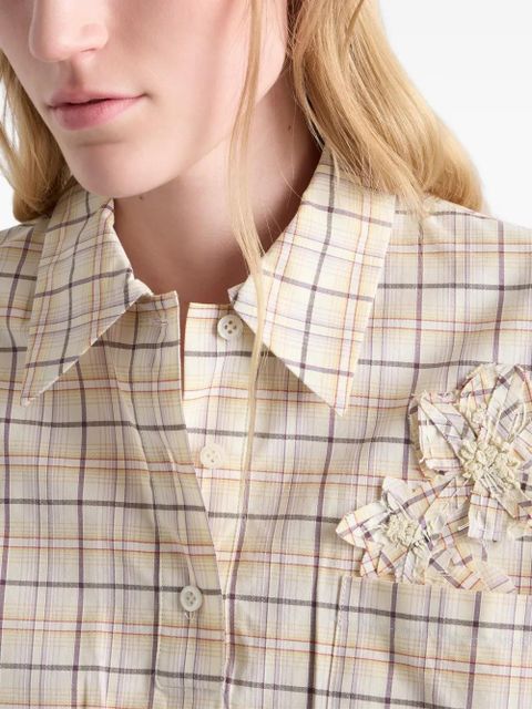 Prada embroidered checked poplin top - Neutrals