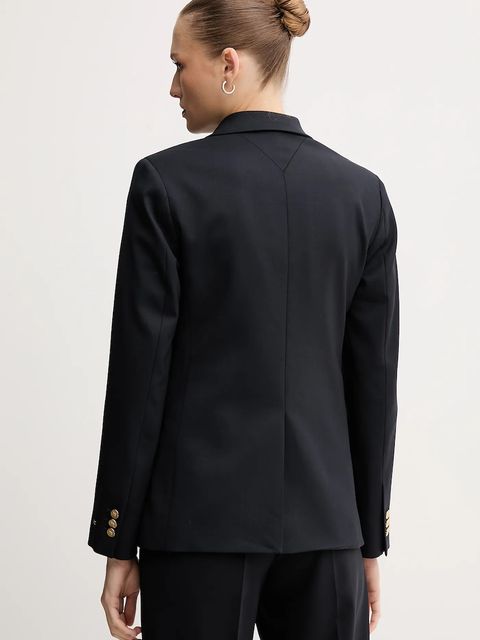 Tommy Hilfiger marynarka z dodatkiem wełny kolor granatowy jednorzędowa gładka WW0WW46662 - zdjęcie produktu nr 2