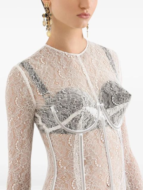 Dolce & Gabbana corded-lace midi dress - White