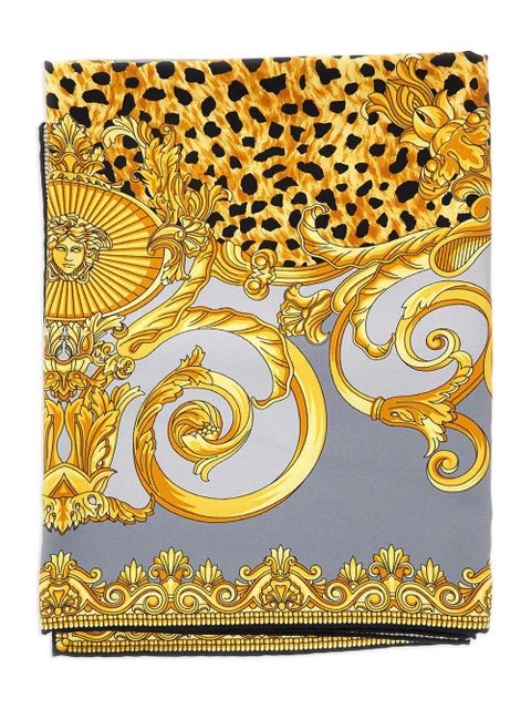 Versace baroque-cheetah silk scarf - Yellow