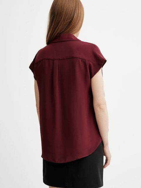 Calvin Klein bluzka damska kolor bordowy gładka LV044C199G