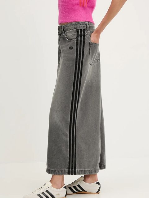 adidas Originals spódnica jeansowa Denim Long Skirt kolor szary maxi prosta JW2659