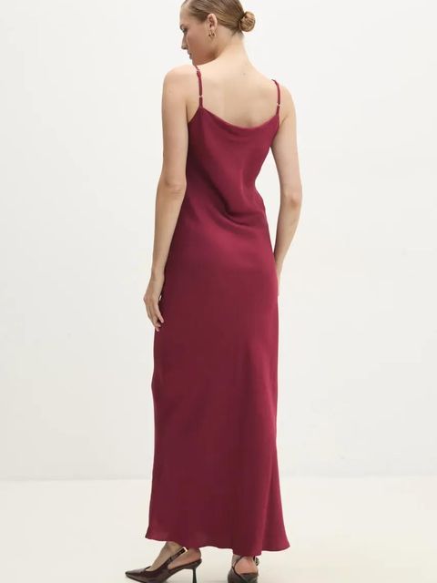 Answear.LAB sukienka kolor czerwony maxi prosta