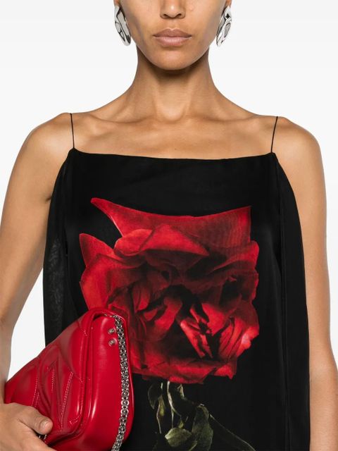 Alexander McQueen Shadow Rose-print silk dress - Black - zdjęcie produktu nr 2