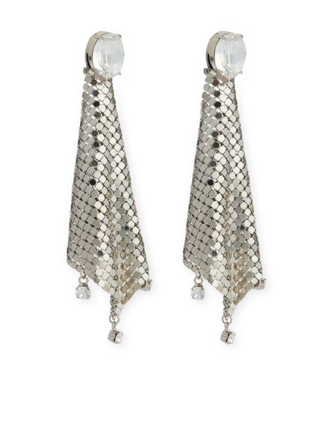Rabanne crystal-embellished chainmail drop earrings - Silver
