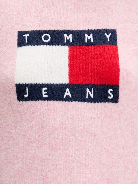 Tommy Jeans sukienka z domieszką wełny kolor różowy mini oversize DW0DW21462