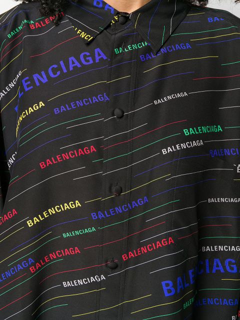 Balenciaga diagonal stripe logo shirt - Black
