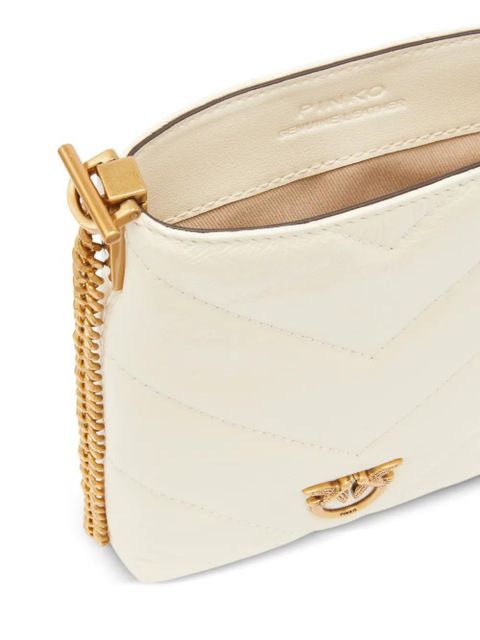 PINKO quilted Love Birds-embellished phone bag - White