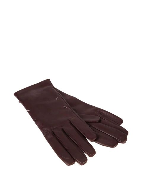 Maison Margiela leather fou-stitches gloves - Red - zdjęcie produktu nr 2