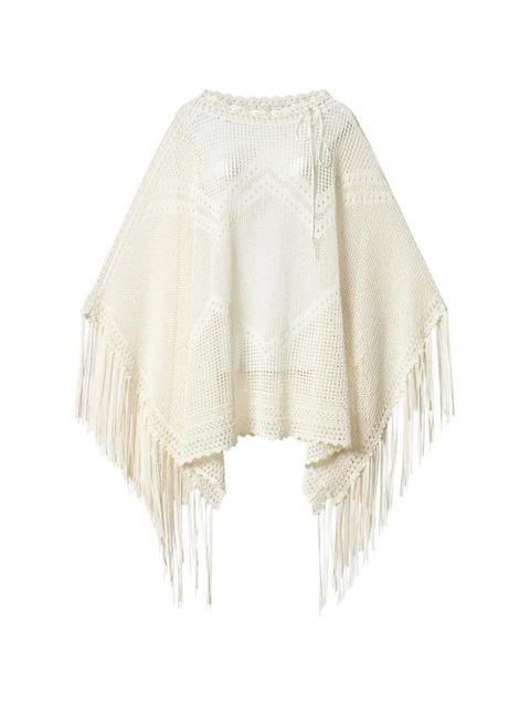ISABEL MARANT Metila crochet fringed cape - Neutrals - zdjęcie produktu nr 1