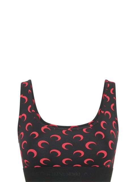 Marine Serre crescent moon-print sports bra - Black - zdjęcie produktu nr 2