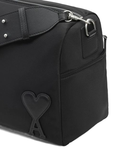 AMI Paris heart-patch shoulder bag - Black