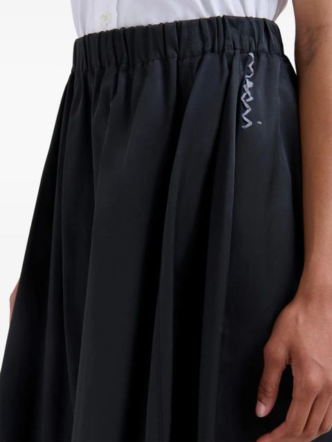 Marni logo-embroidered midi skirt - Black