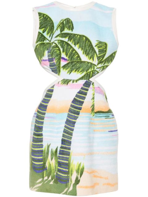 Marine Serre beach print-jacquard mini dress - Green - zdjęcie produktu nr 1
