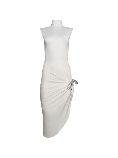 AREA crystal-knot draped midi dress - White - zdjęcie produktu nr 1