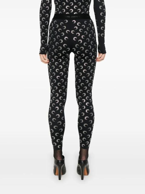 Marine Serre Crescent Moon-embellished leggings - Black - zdjęcie produktu nr 2