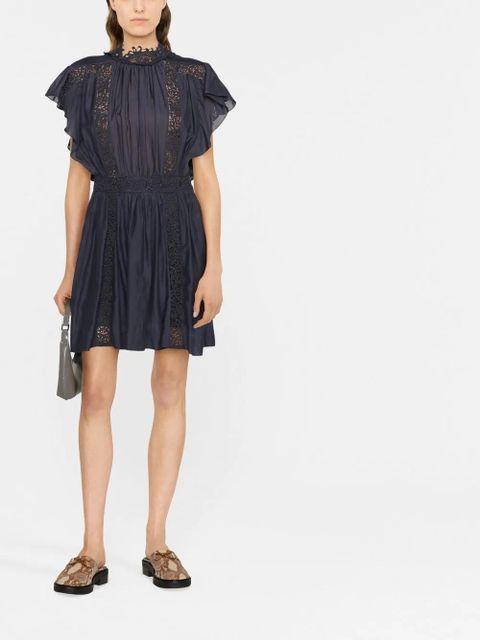 MARANT ÉTOILE lace-panel short-sleeve dress - Blue - zdjęcie produktu nr 2