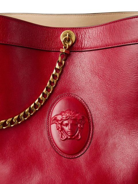 Versace Pivot small leather bucket bag - Red