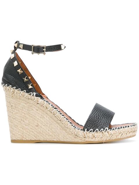Valentino Garavani 105mm Double Rockstud wedge sandals - Black - zdjęcie produktu nr 1
