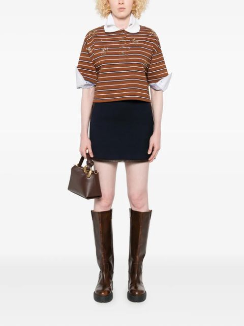 SANDRO striped embellished cropped polo shirt - Brown - zdjęcie produktu nr 2